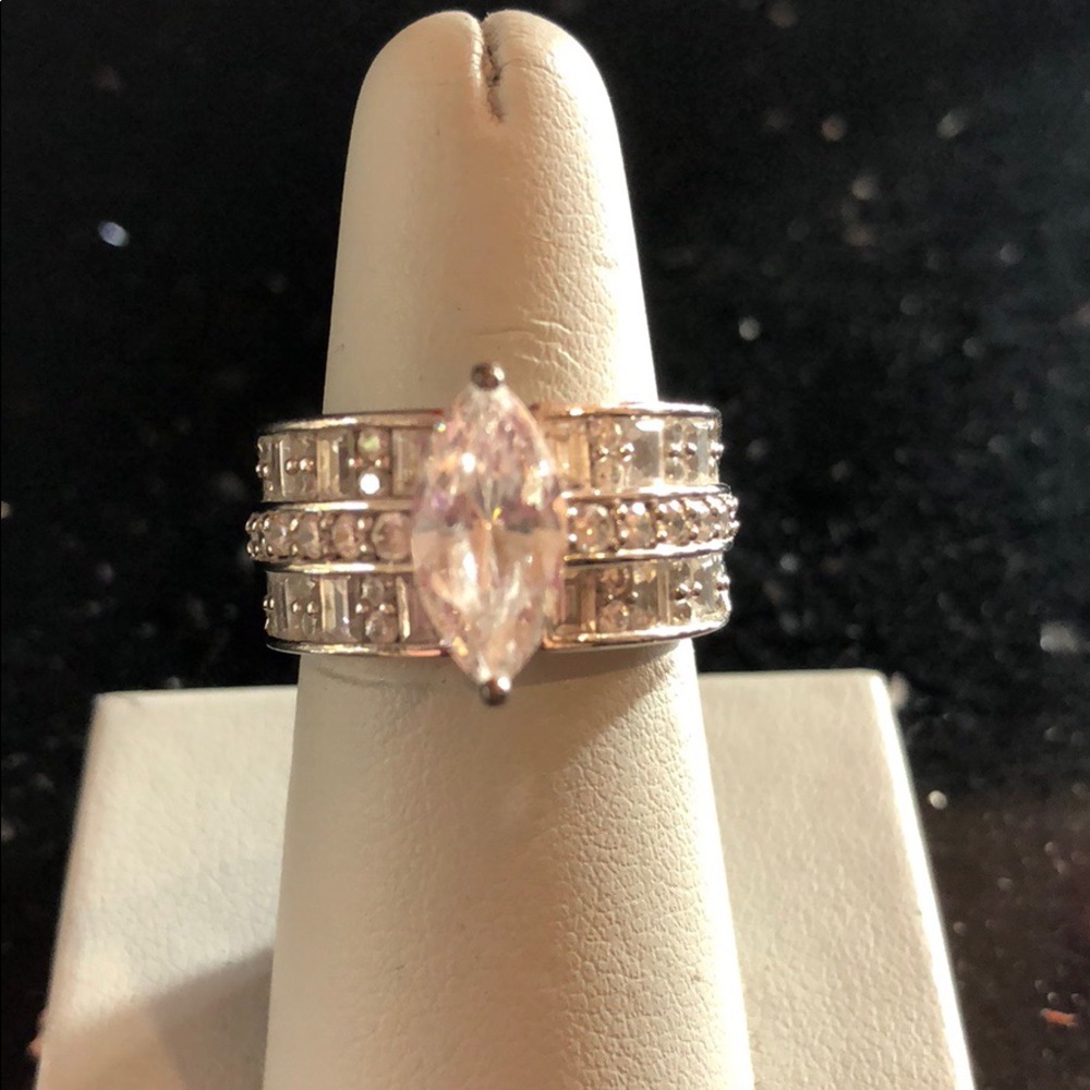Epiphany Platinum Clad Diamonique Marquise Ring